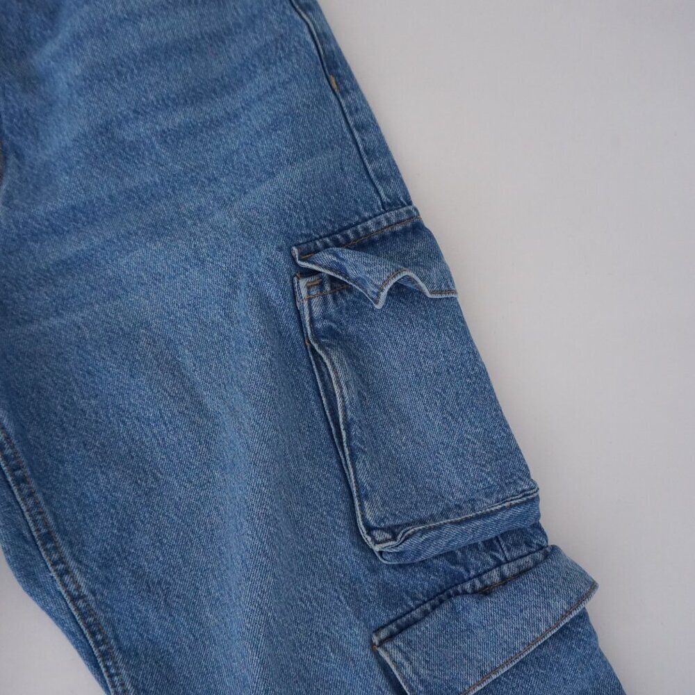 Dynamite Heidi Blue Cargo Pocket Wide Leg Jeans Utility Denim Streetwear 31 - Picture 6 of 14